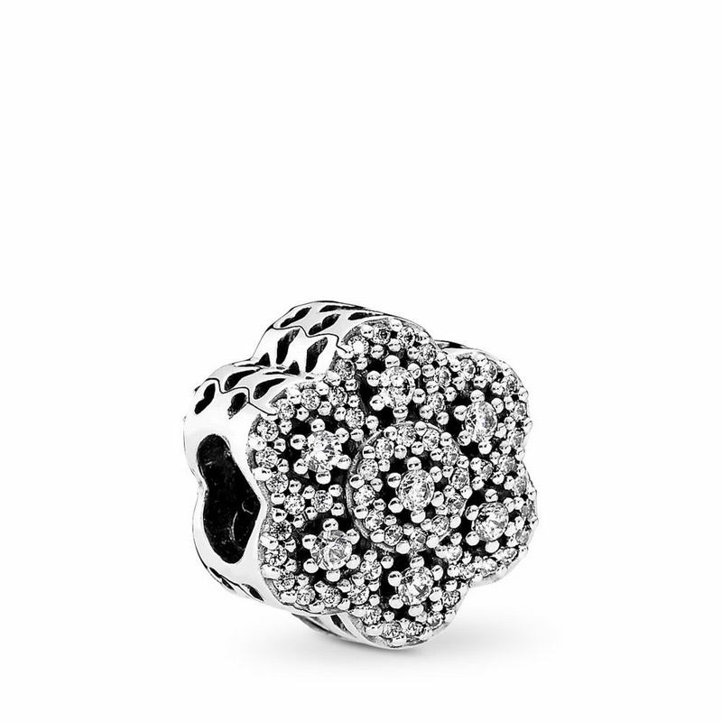 Pandora Crystalized Floral Charm - Sterling Silver/Cubic Zirconia - Canada | UV4740VT